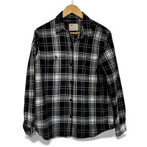 Tilley Black White Plaid Flannel Button Down Shirt Medium